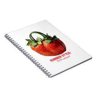 Caderno Espiral Design de Bolsa de Morango - Verão hiperrealista