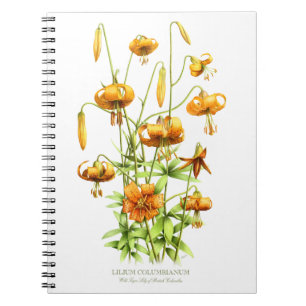 Caderno Espiral Design de Botânica de Flores Lilosas de Tigre Lara