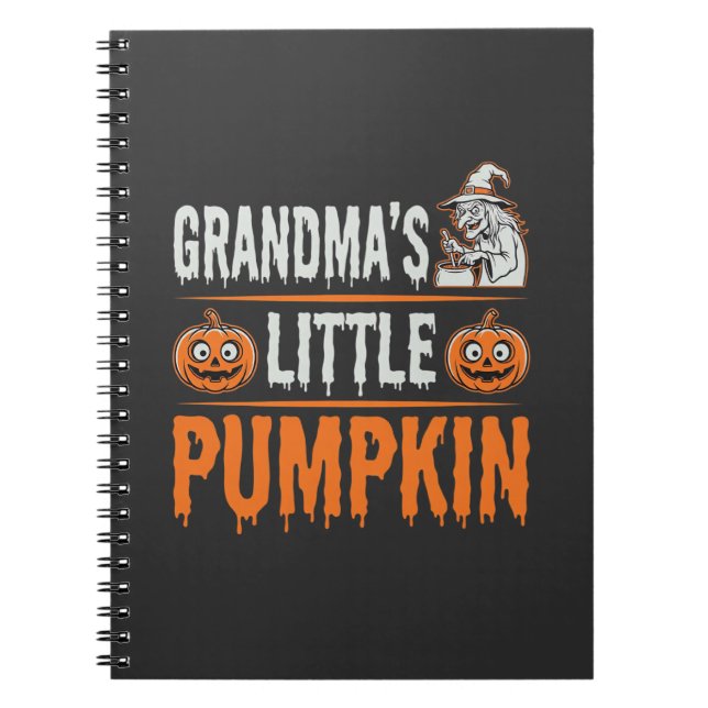 Caderno Espiral Design de Bruxa de Halloween da Pequena Abóbora da (Frente)