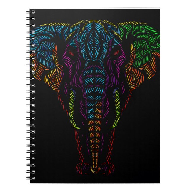 Caderno Espiral Design de cabeça de elefante (Frente)