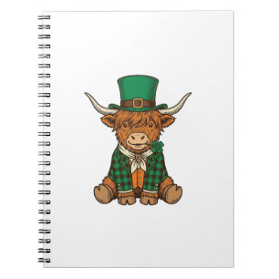 Caderno Espiral Design de Camisa Vintage Trevo Irlandês Vaca das T