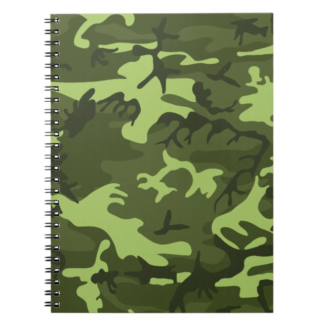 Caderno Espiral design de camuflagem do exército verde (Frente)