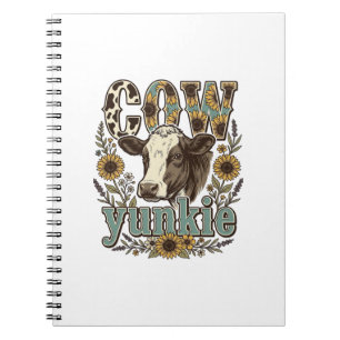 Caderno Espiral Design de Casa de Campo de Girassol Yunkie de Vaca