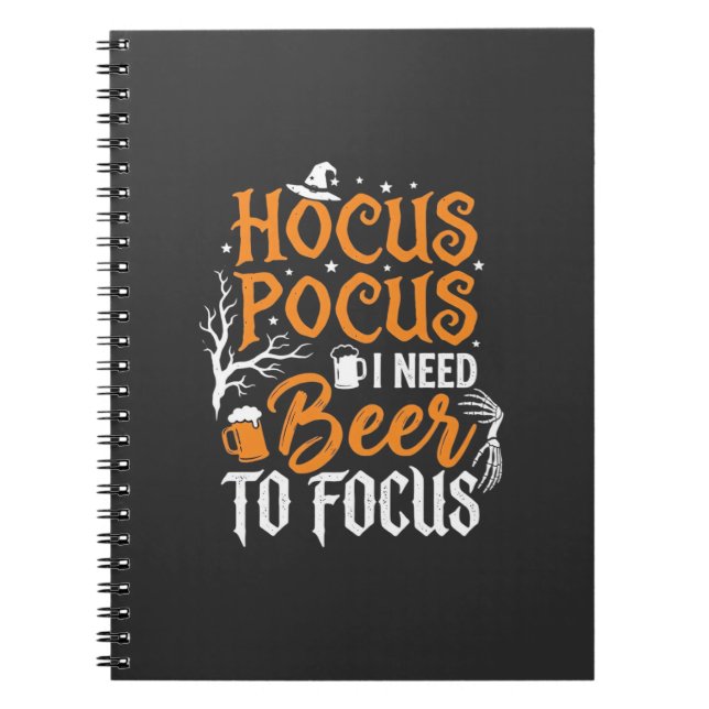 Caderno Espiral Design de cerveja Hocus Pocus de Halloween_1 (Frente)