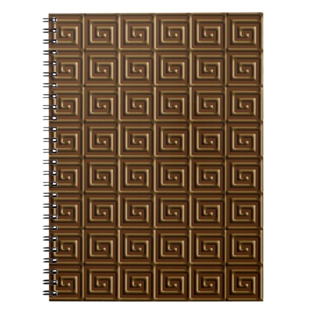 Caderno Espiral Design de chave grega - chocolate escuro (Frente)