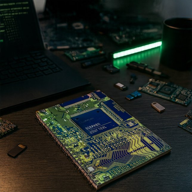 Caderno Espiral Design de Circuito Impresso Moderno - Adicionar No (Criador carregado)