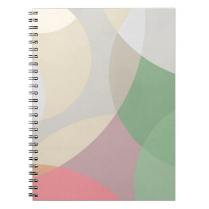 Caderno Espiral Design de Círculo de Sobreposição de Pastel Mudado