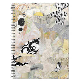Caderno Espiral Design de Colagem Abstrata Elegante Neutra