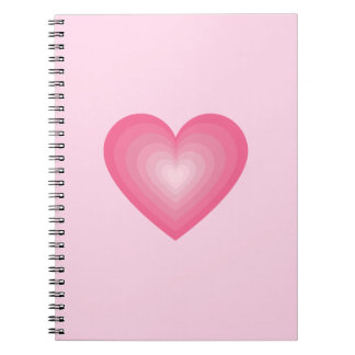 Caderno Espiral Design de Coração Rosa Gradiente - Símbolo de Amor