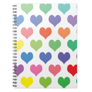 Caderno Espiral Design de corações coloridos