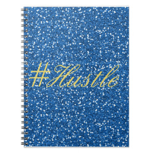 Caderno Espiral Design de de brilho azul Hustle Faux