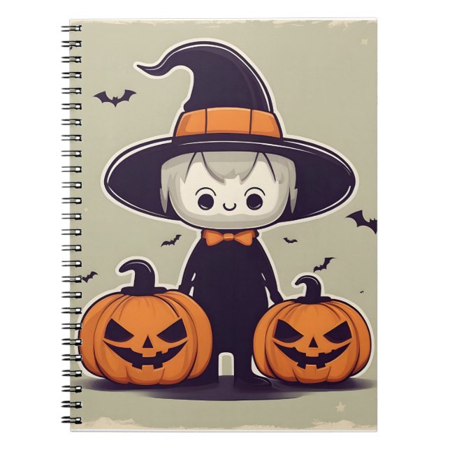 Caderno Espiral Design de decoração de Halloween (Frente)