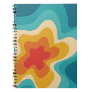Caderno Espiral Design de espiral colorido do estilo retrógrado