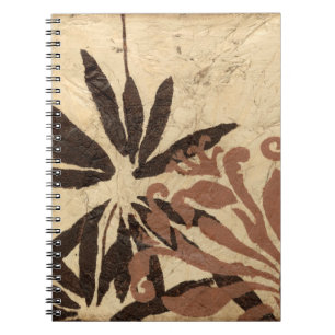 Caderno Espiral Design de Estêncil Floral com Folhas de Tawny