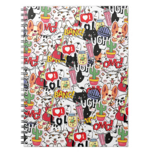 Caderno Espiral design de estimação engraçado kawaii - amante de a
