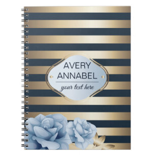 Caderno Espiral Design de faixa Dourada floral