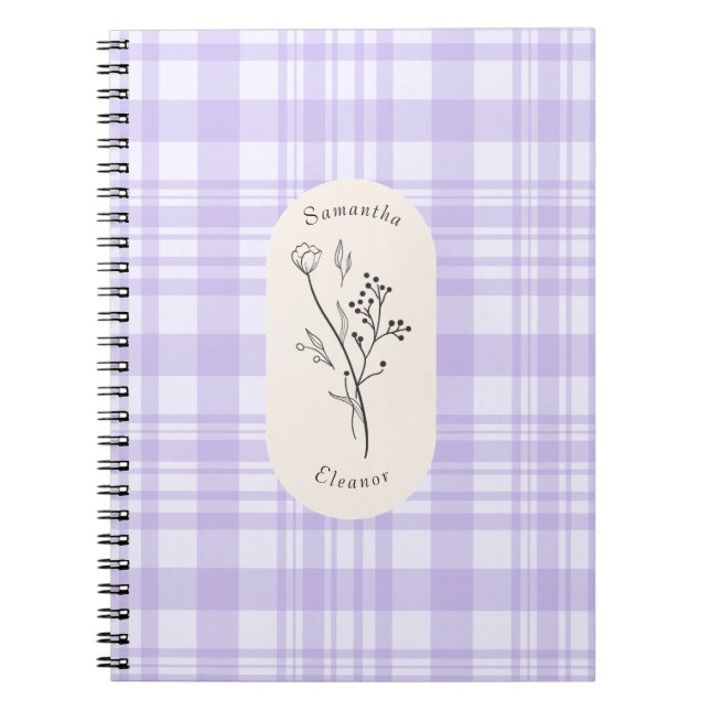 Caderno Espiral Design de faixa roxa personalizada (Frente)