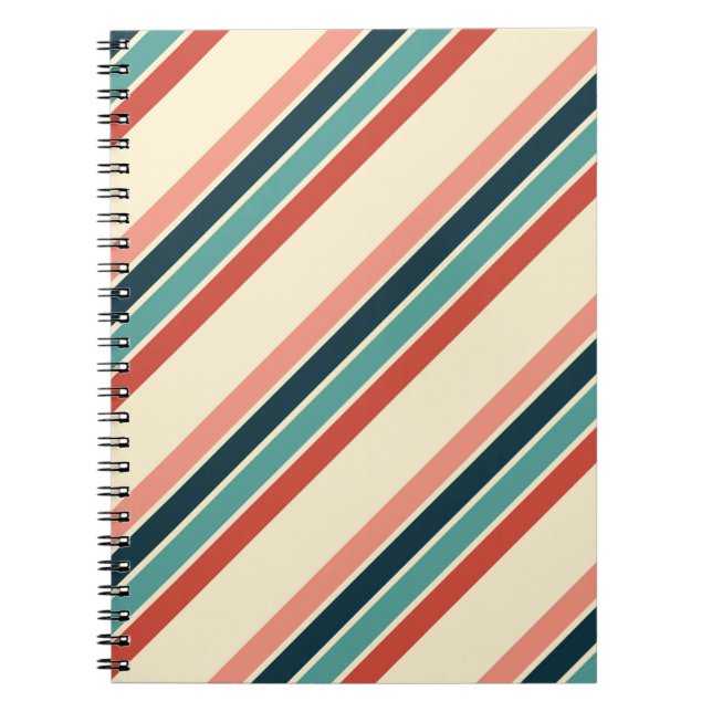 Caderno Espiral Design de faixas diagonais multicoloridas (Frente)