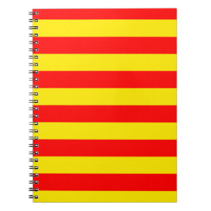 Caderno Espiral Design de faixas vermelhas e amarelas