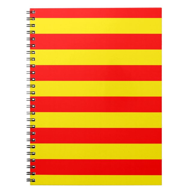 Caderno Espiral Design de faixas vermelhas e amarelas (Frente)