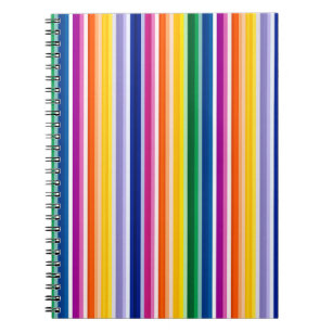 Caderno Espiral Design de faixas verticais coloridas