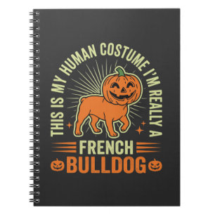 Caderno Espiral Design de Fantasia Humana de Bulldog Francês Engra