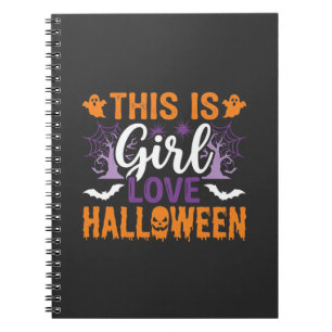 Caderno Espiral Design de Fantasma de Halloween do Amor de Garota_