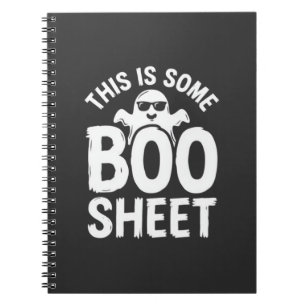 Caderno Espiral Design de Fantasma Folha Boo Halloween Engraçado_1