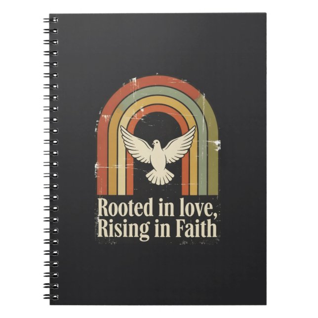 Caderno Espiral Design de fé ascensão e raízes retrógradas (Frente)