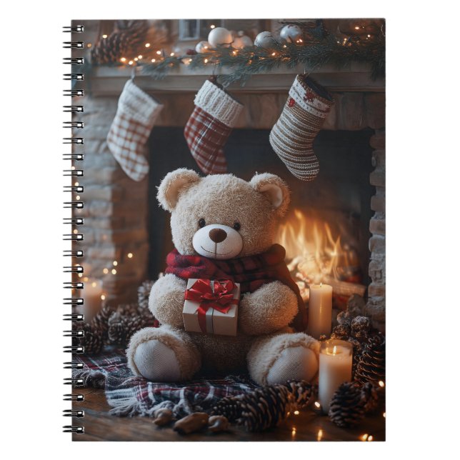 Caderno Espiral Design de Feriado de Urso Cozy Teddy (Frente)