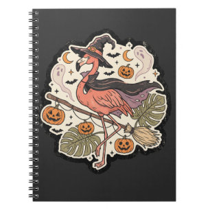 Caderno Espiral Design de Flamingo Assustador Vintage para Hallowe
