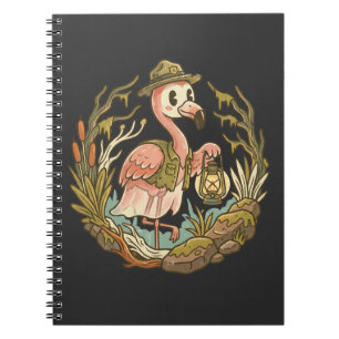 Caderno Espiral Design de Flamingo Pantanoso Assustador Vintage