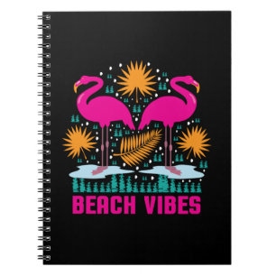 Caderno Espiral Design de Flamingos Rosa Vibes de Praia