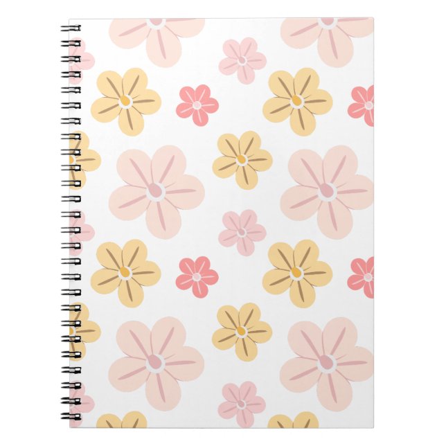 Caderno Espiral Design de Flor Simples e Fofo (Frente)