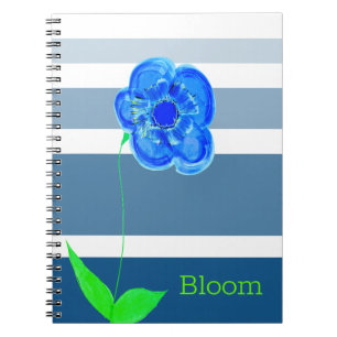 Caderno Espiral Design de floração azul