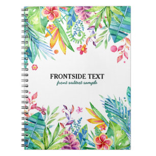 Caderno Espiral Design de Flores e Folhas Tropicais Coloridas