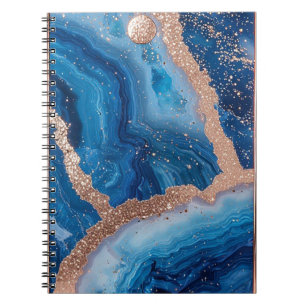 Caderno Espiral Design de Geodo com Acentos em Ouro Rosa