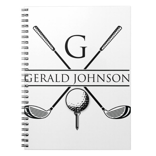 Caderno Espiral Design de Golf - Modelo de Monograma (Frente)