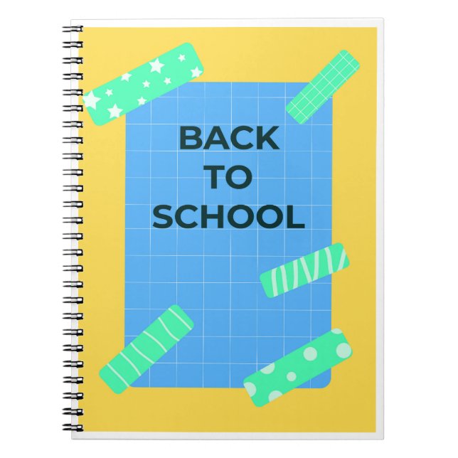 Caderno Espiral Design de grade divertida e brilhante de volta às  (Frente)