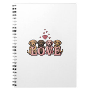 Caderno Espiral Design de Gravura Vintage do Dia dos Namorados Amo