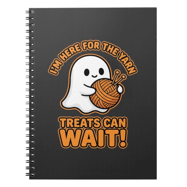 Caderno Espiral Design de Halloween de Fantasma de Crochê (Frente)
