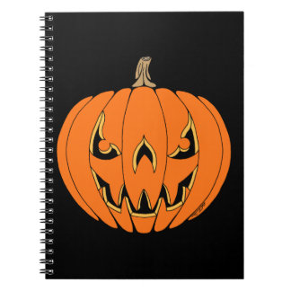 Caderno Espiral Design de Halloween de Jack-o'-Lantern Assustador