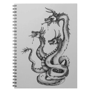 Caderno Espiral Design de Hidra de Três Cabeçalhos