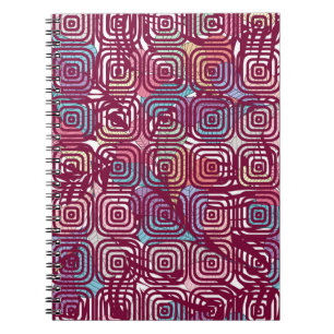 Caderno Espiral design de ilustração colorida da safra abstrato