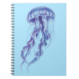 Caderno Espiral Design de ilustração da medusa púrpura