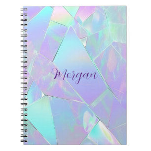 Caderno Espiral Design de Iridescente Teal & Purple, Nome do Scrip
