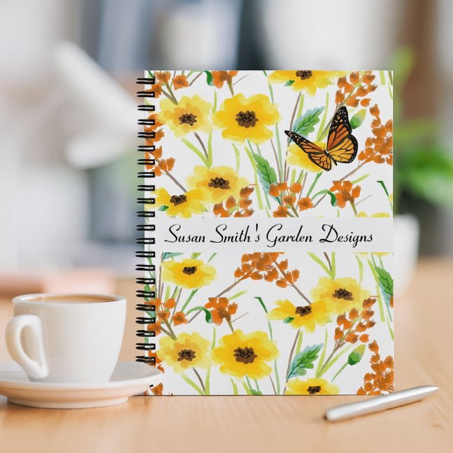 Caderno Espiral Design de Jardim Floral de Aquarela (Criador carregado)