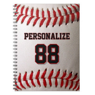 Caderno Espiral Design de Jogador de Beisebol com Número e Nome de