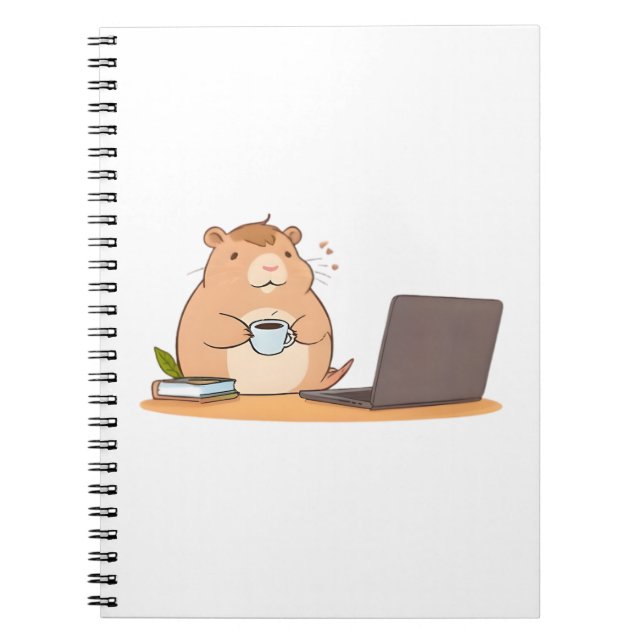 Caderno Espiral Design de Laptop Café do Programador Capivara Fofa (Frente)