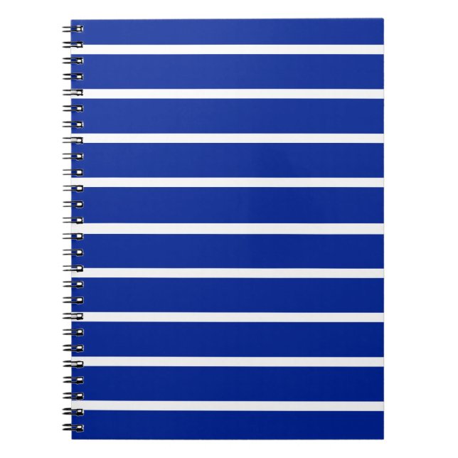 Caderno Espiral Design de Listras Azuis e Brancas (Frente)